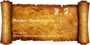 Mader Henrietta névjegykártya